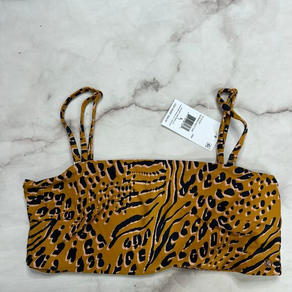 Volcom Juniors Running Wild Bikini Tube Top Size S Brown Animal Print New - Picture 2 of 4